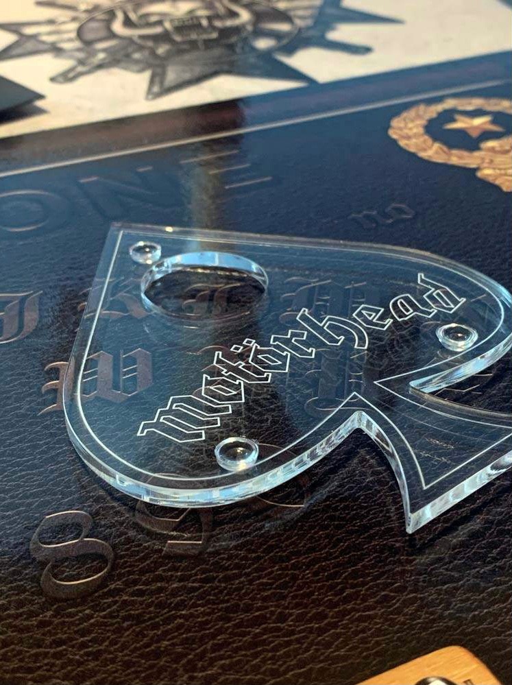 This acrylic ace of spades was made to go with a Ouija board which was commissioned to promote Motorheads latest album.