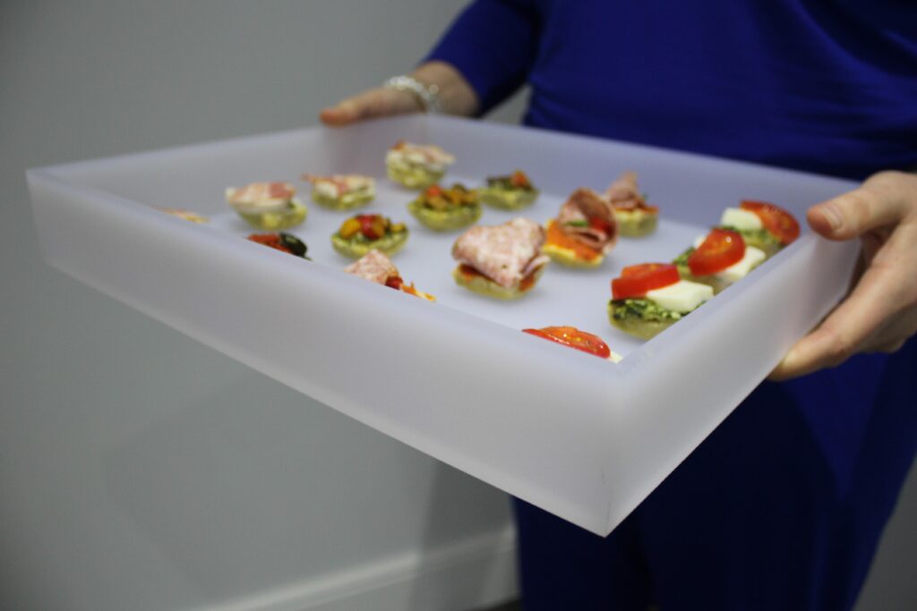 Bespoke plastic canape tray for events and corporate hospitality