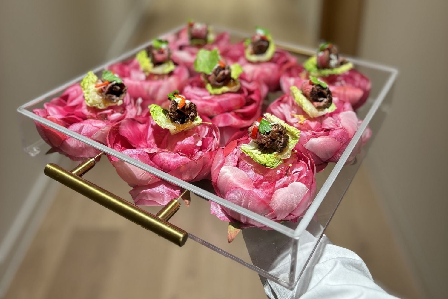 Bespoke plastic fabrication - flower canape tray