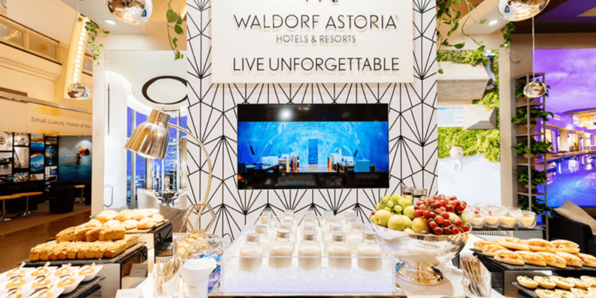 This image is of an event that has been set up at The Waldorf Astoria including bespoke fabrication by Abplas.